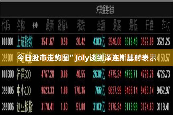 今日股市走势图”Joly谈到泽连斯基时表示