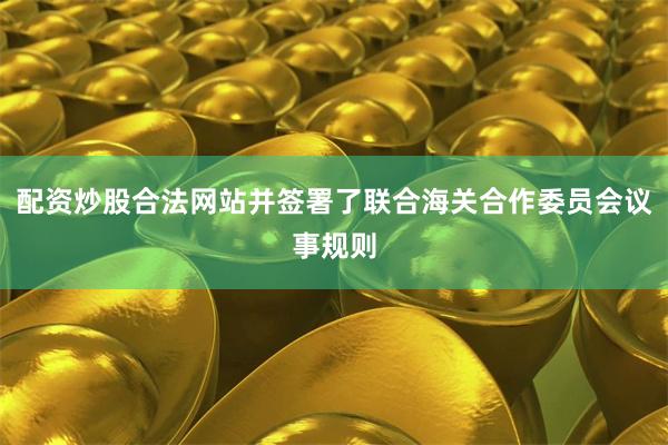 配资炒股合法网站并签署了联合海关合作委员会议事规则