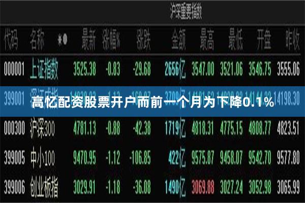 高忆配资股票开户而前一个月为下降0.1%
